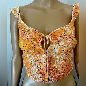 Sim & Sam Ruffle Crop Tank Size Medium